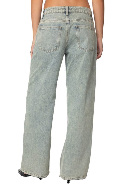 Edikted 16 Wide Leg Jeans In Blue-washed