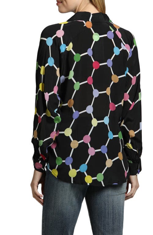 Shop Apny Print Split Neck Chiffon Tunic Top In Black Multi