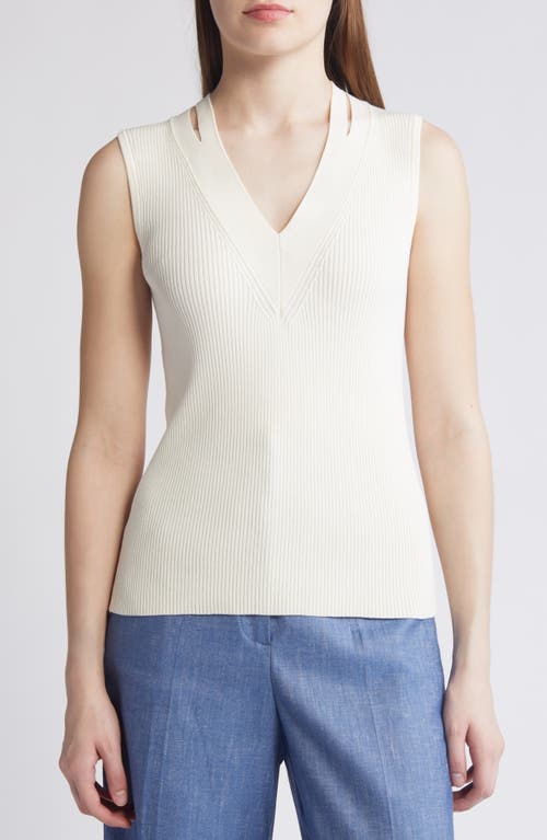 BOSS Fality Cutout Sleeveless Sweater Soft Cream at Nordstrom,