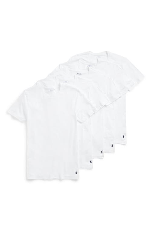 Polo Ralph Lauren 5-Pack Relaxed Fit Logo Embroidered Crewneck Undershirts White/white at Nordstrom,