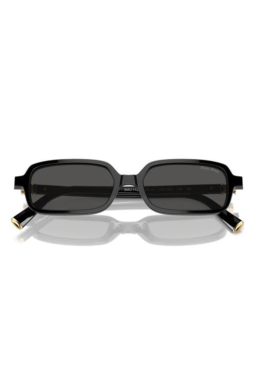 Miu Miu Logo Acetate Rectangle Sunglasses In Black