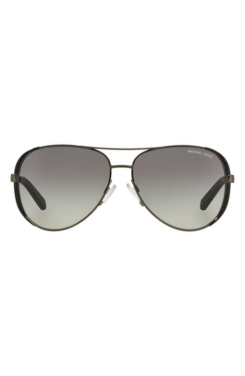 Michael Kors Collection 59mm Aviator Sunglasses In Gunmetal/black/grey Gradient