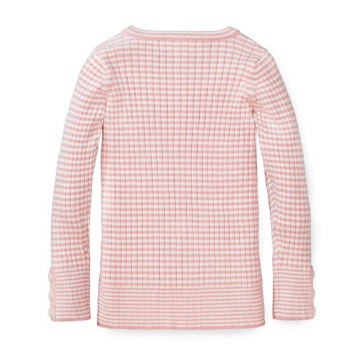 Hope & Henry Baby Girls' Rib Knit Sweater Top, Infant In White And Rose Mini Stripe