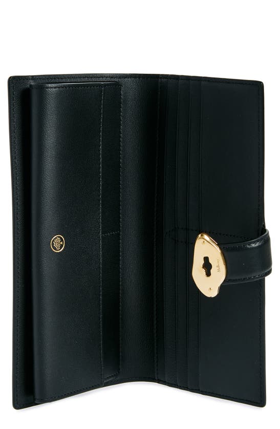 Shop Mulberry Lana Long High Gloss Leather Bifold Wallet In Black