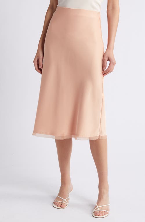 Kat Satin Midi Skirt in Cantaloupe