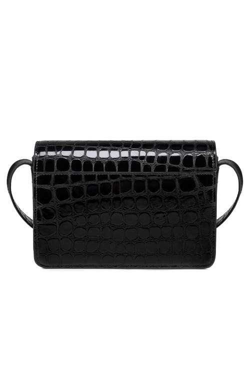 Shop Christian Louboutin Small Loubi54 Croc Embossed Patent Leather Crossbody Bag In Black/black