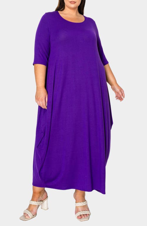 Shop L I V D Evelyn Bubble Hem Jersey Midi Dress In Purple