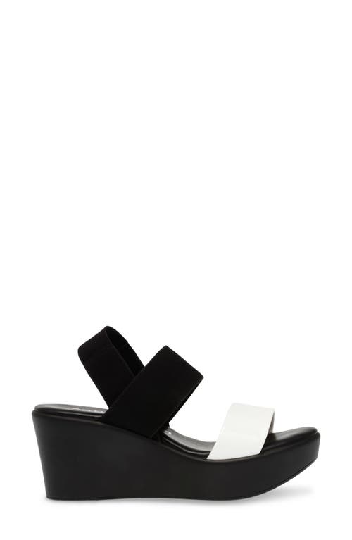 Shop Anne Klein Poli Strappy Platform Wedge In White/black