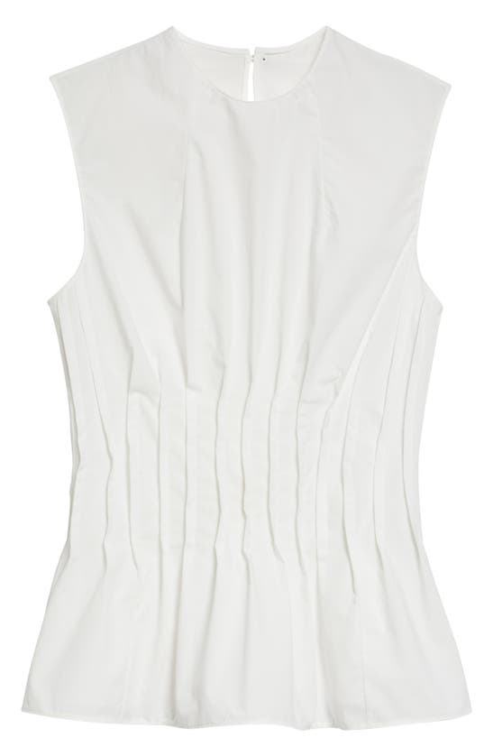 Shop Khaite The Westin Pleated Cotton Poplin Top In White