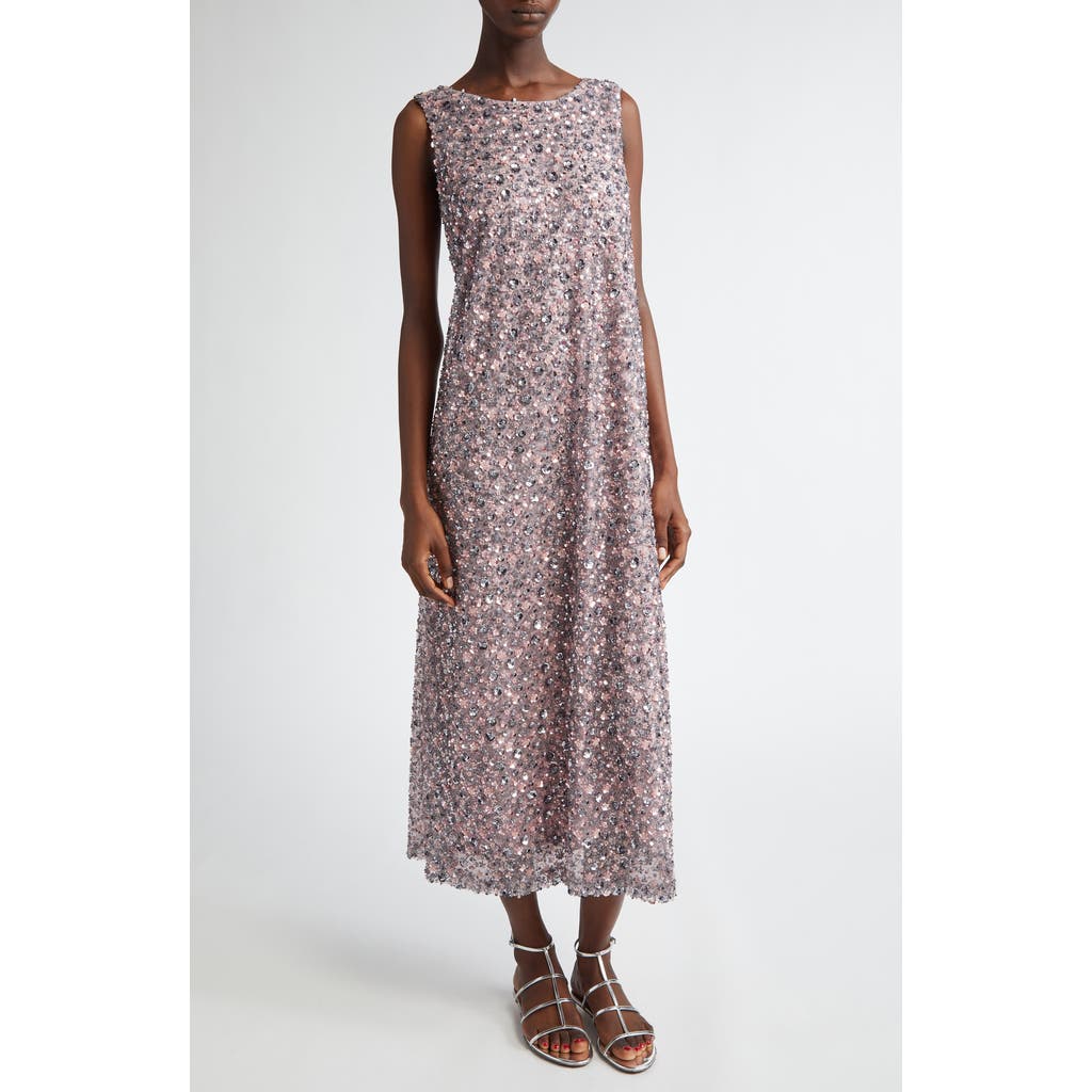 La Vie Style House Bead & Sequin Embellished Shift Dress in Pink Multi