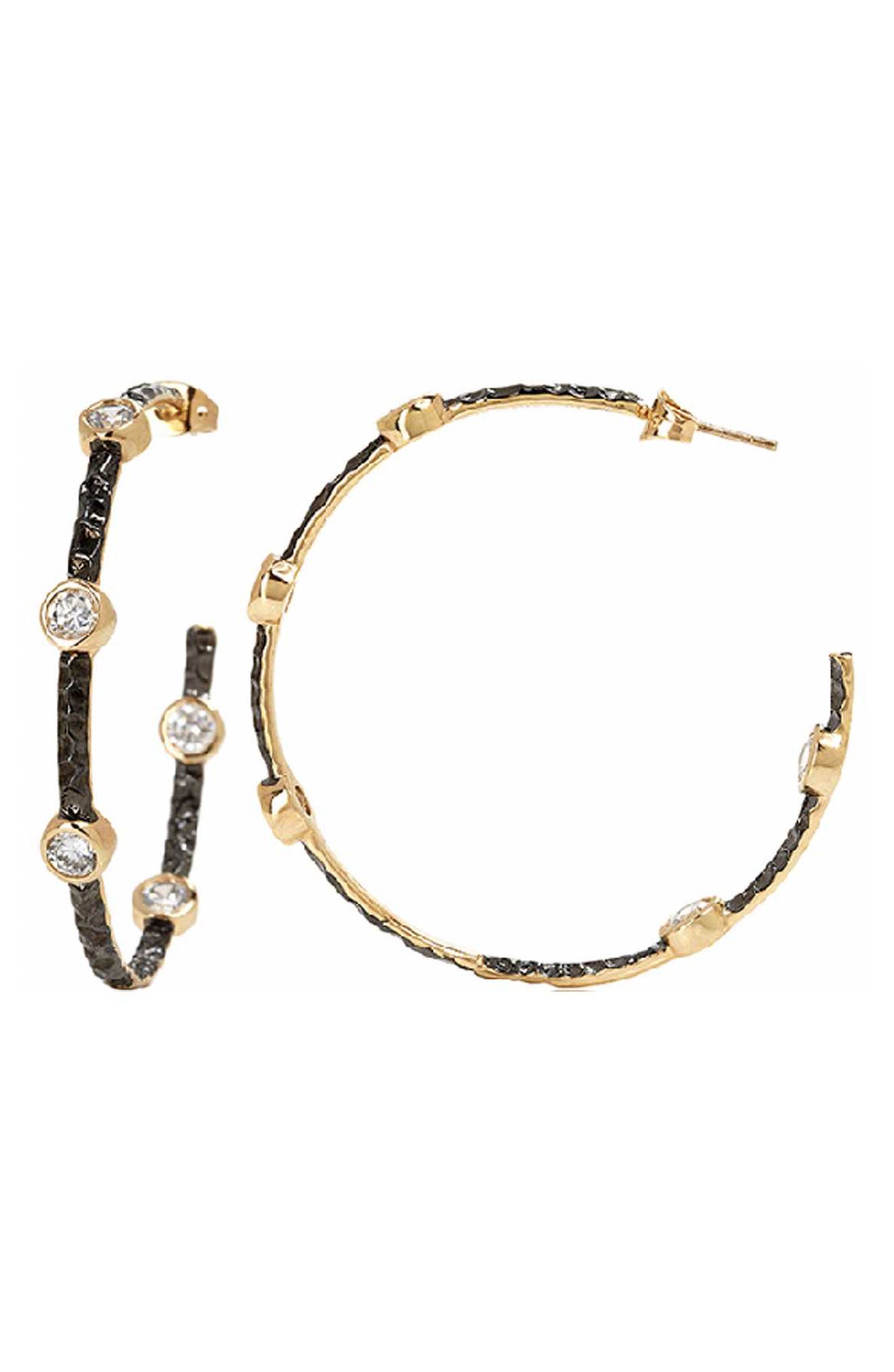 FREIDA ROTHMAN Starry Night Hoop Earrings in Gold And Silver 