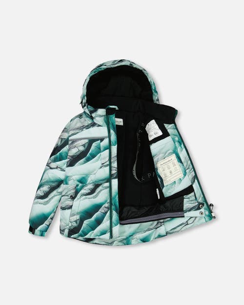 Shop Deux Par Deux Boy's Two Piece Snowsuit Printed Glaciers And Black In Anthracite