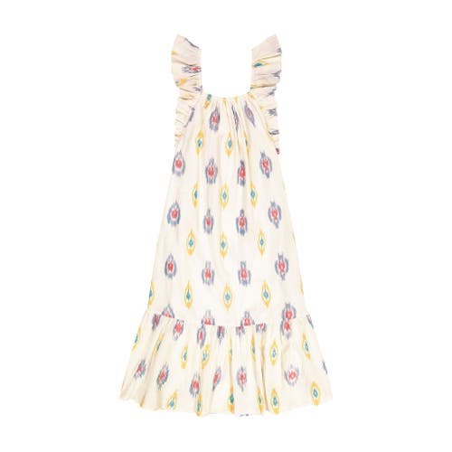 Mer St. Barth Eva Ruffle Sundress In Gold Blue Ikat