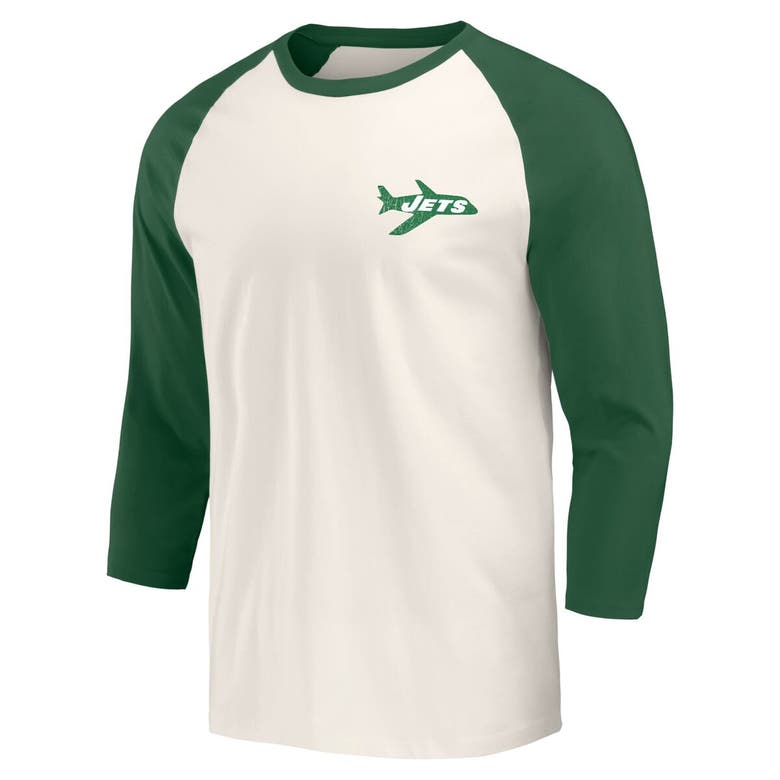 Shop Darius Rucker Collection By Fanatics Kelly Green/white New York Jets Raglan 3/4 Sleeve T-shirt
