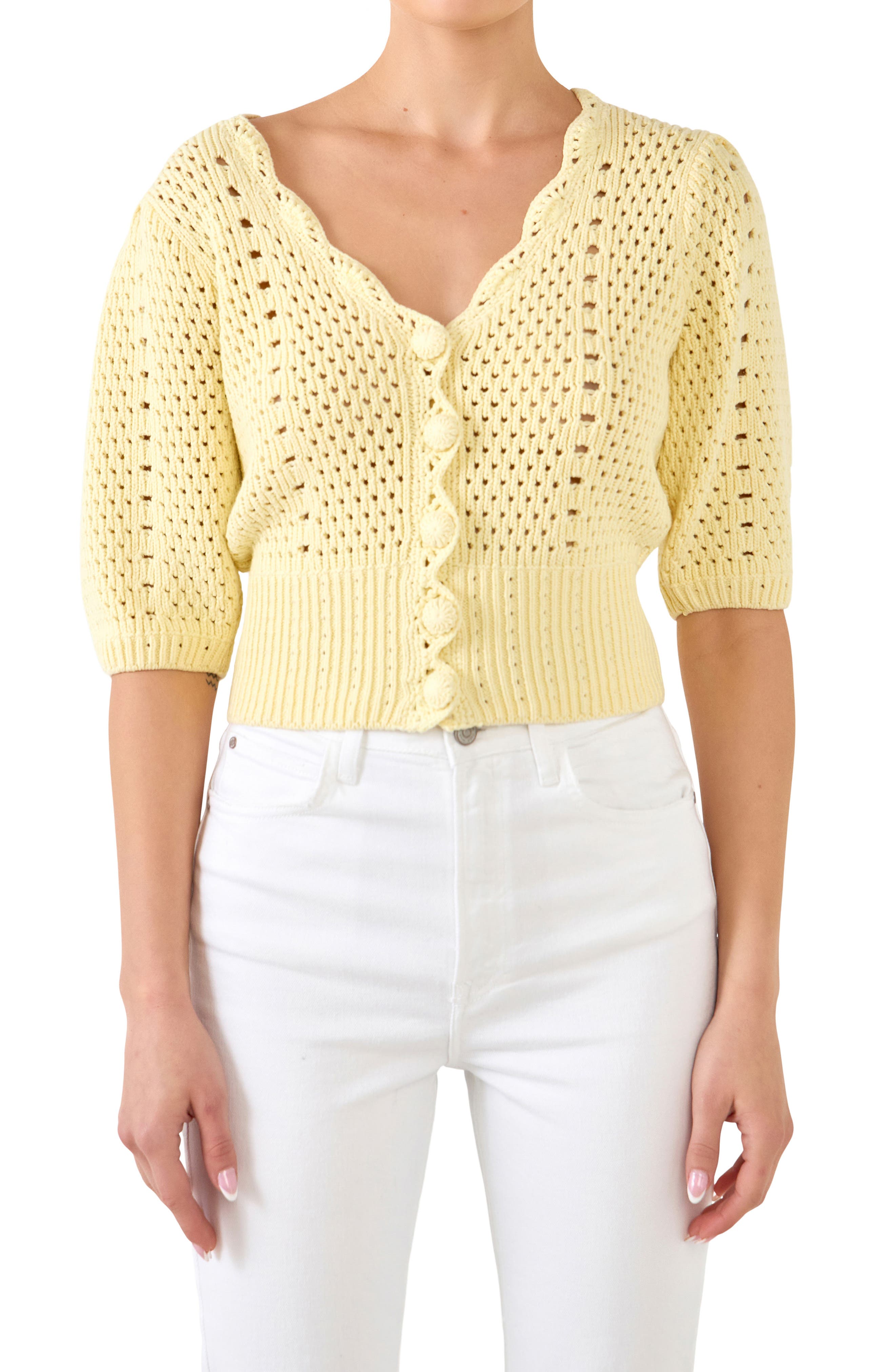 vince floral lace stitch pullover