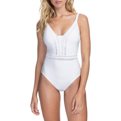 Profile By Gottex Roulette V-Neck One-Piece Swimsuit, Ivory