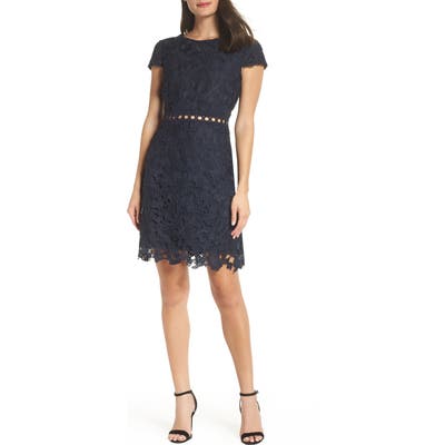Sam Edelman Cap Sleeve Lace Sheath Dress, Blue