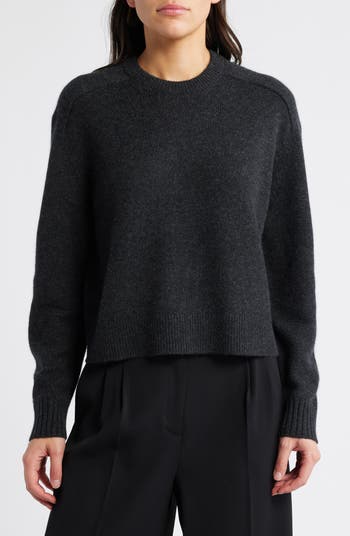 Theory deals Cashmere Dark Blush Rust Crew Neck Cropped Sweater Small