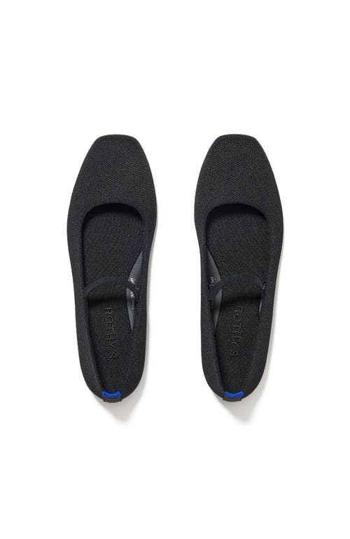 Rothys The Max Square Mary Jane In Black/neutral In Black