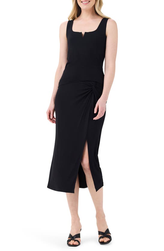 Shop Nic + Zoe Notched Jersey Tank In Black Onyx