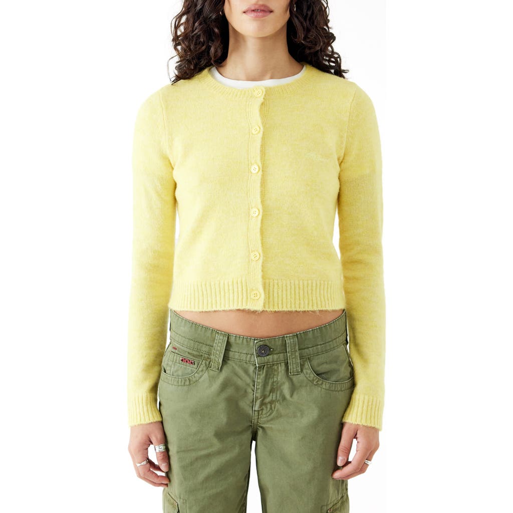 BDG Urban Outfitters Cozy Crewneck Cardigan in Yellow