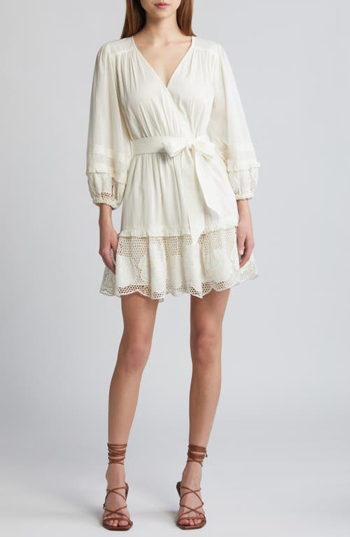 Jill Tie Waist Long Sleeve Organic Cotton Minidress in Ivory