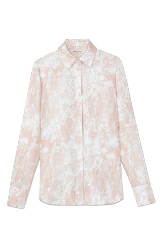 Shop Lafayette 148 Scottie Shadow Print Silk Twill Button-up Shirt In Bluff Pink Multi