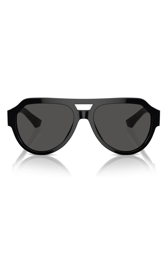 Dolce & Gabbana 56mm Square Aviator Polarized Sunglasses In Black