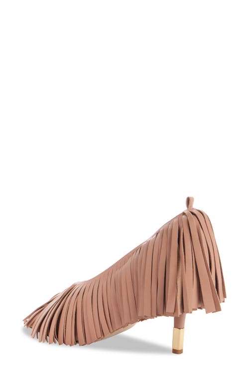 Shop Chloé Mona Fringe Pump In Tan Rose