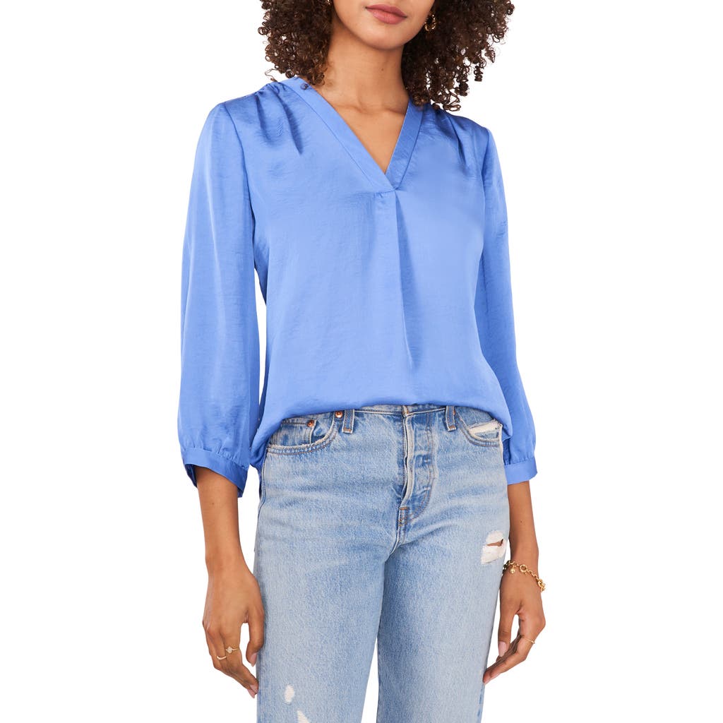 Vince Camuto Rumple Satin Top In Blue