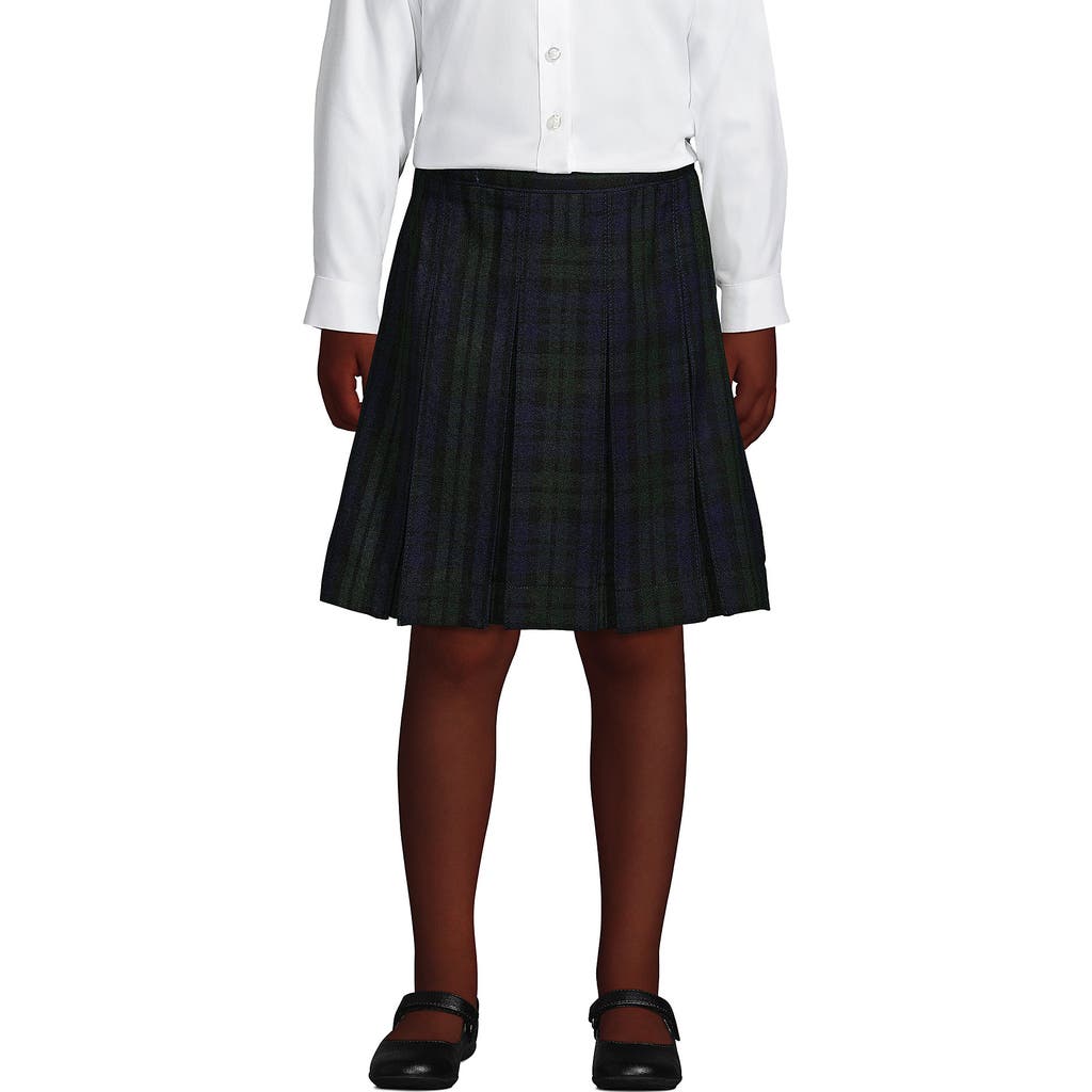 LANDS' END LANDS' END SCHOOL UNIFORM GIRLS PLAID BOX PLEAT SKIRT TOP OF THE KNEE