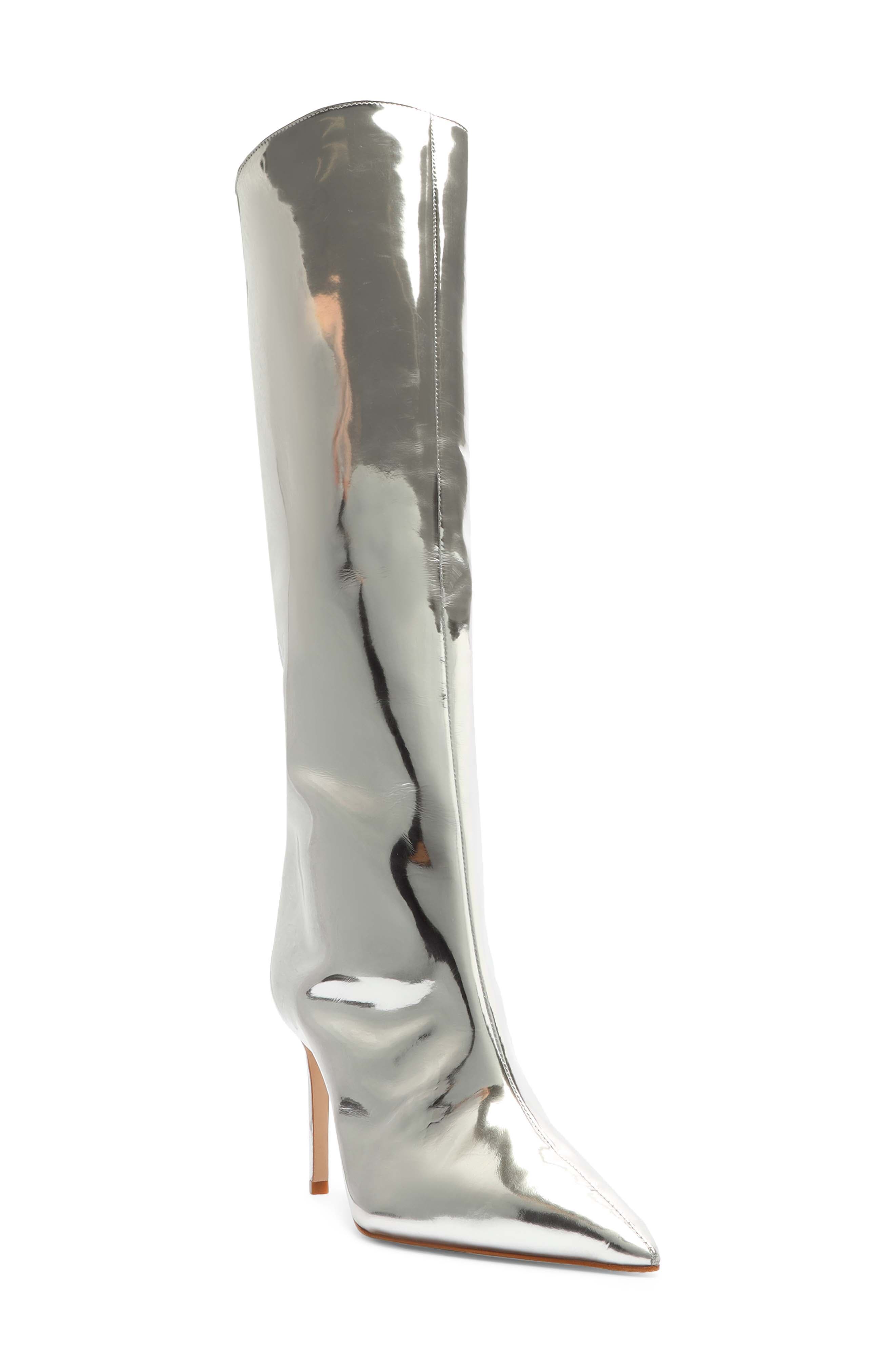 metallic silver boots womens