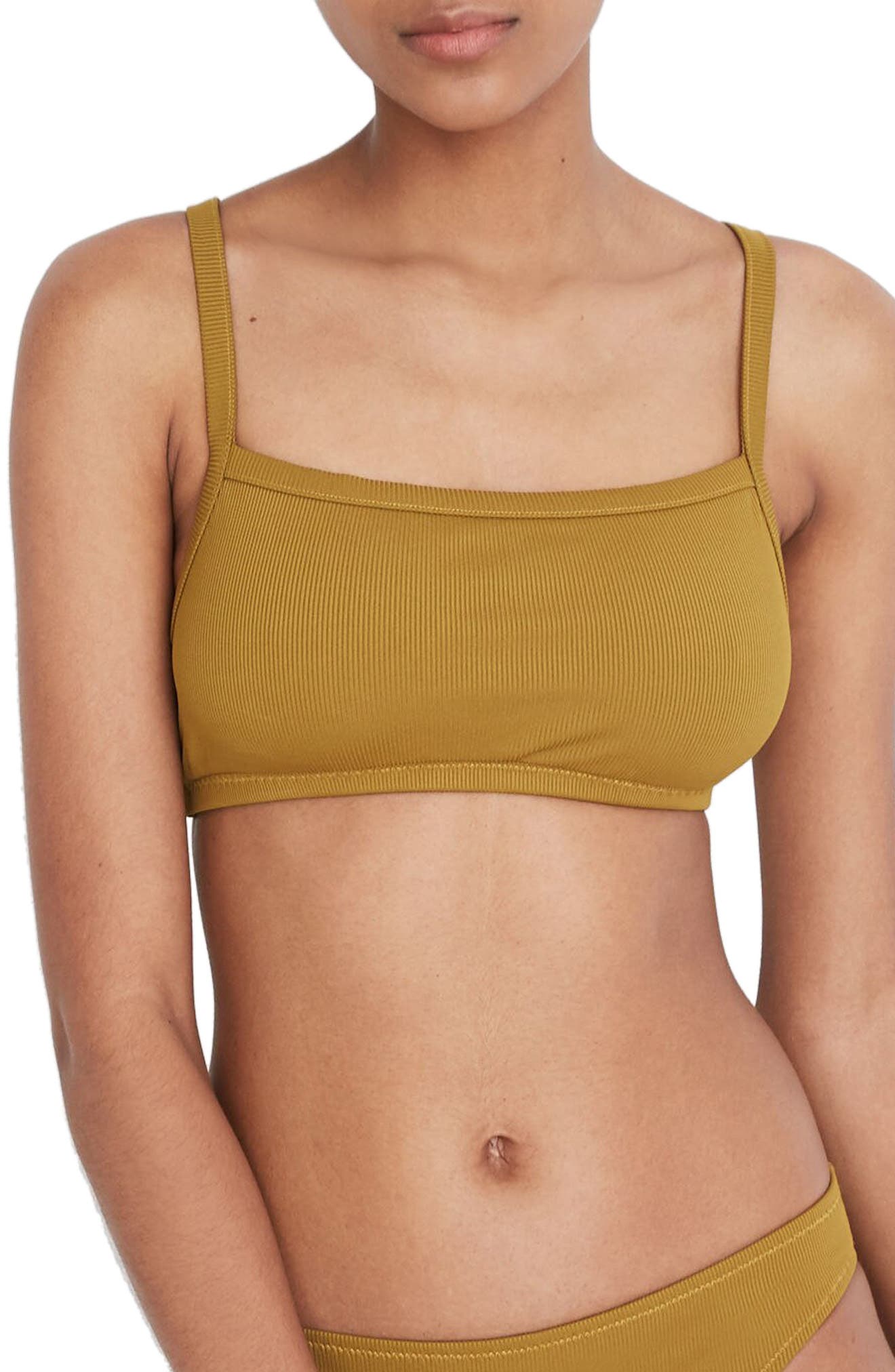 Madewell Second Wave Racerback Rib Bikini Top, Green