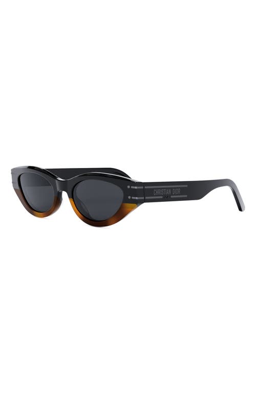 Shop Dior 'signature B5i 51mm Cat Eye Sunglasses In Shiny Black/smoke