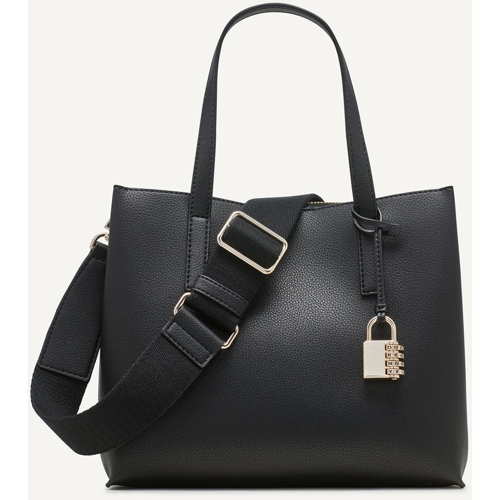 Dkny Farah Medium Satchel In Blk/gold
