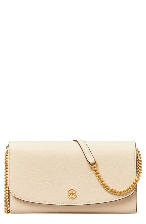 Tory Burch Robinson Leather Wallet On A Chain in New Cream at Nordstrom