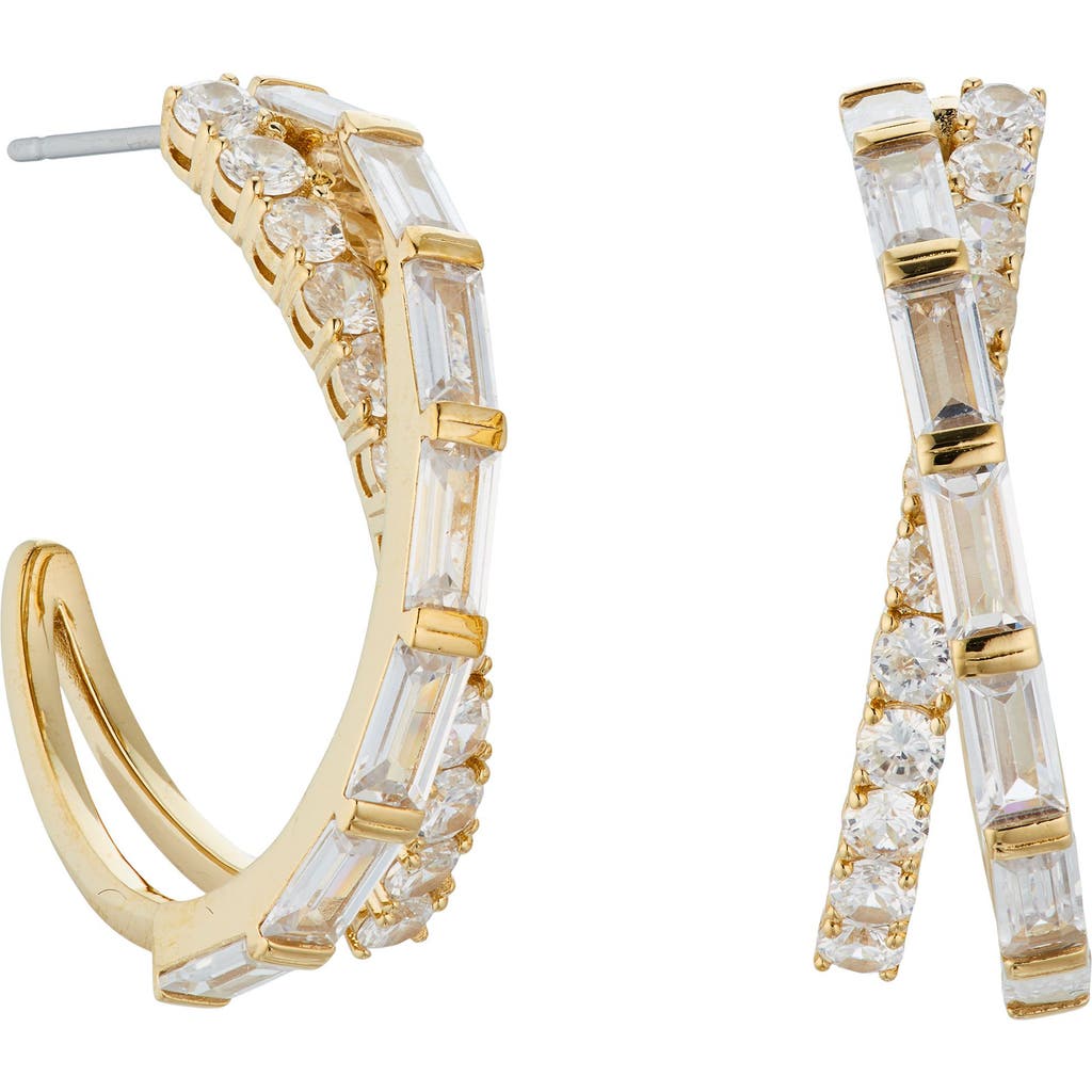 NADRI NADRI CROSSOVER CUBIC ZIRCONIA HOOP EARRINGS