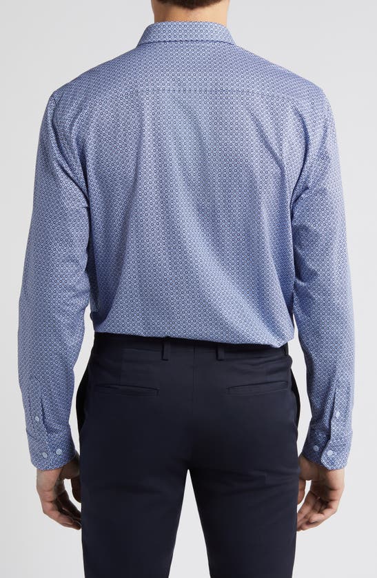 Shop Johnston & Murphy Xc Flex Stretch Button-up Shirt In Blue Diamond Grid Print