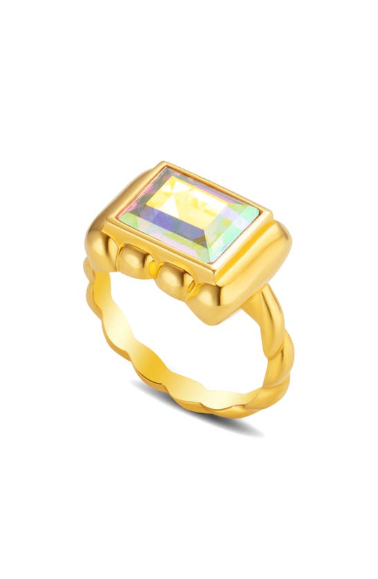 Shop July Child Cocktail Ring In Gold/iridescent Cubic Zirconia