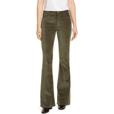 Frame Velveteen Flare Pants, Green