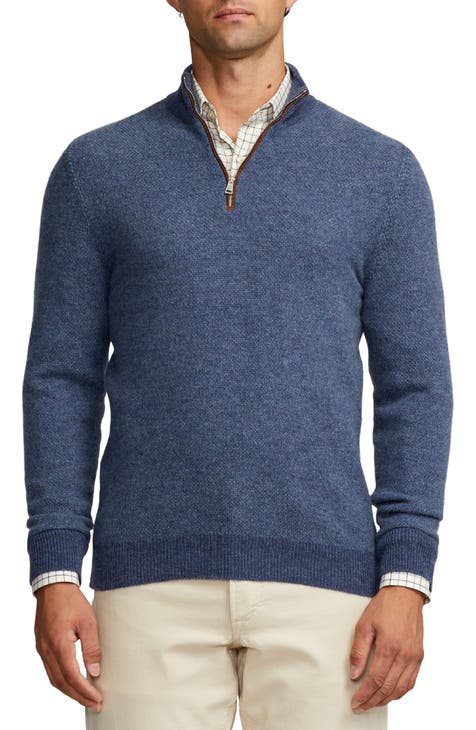 Ralph Lauren High Shine Silk Cable Knit Crewneck Sweater Blue