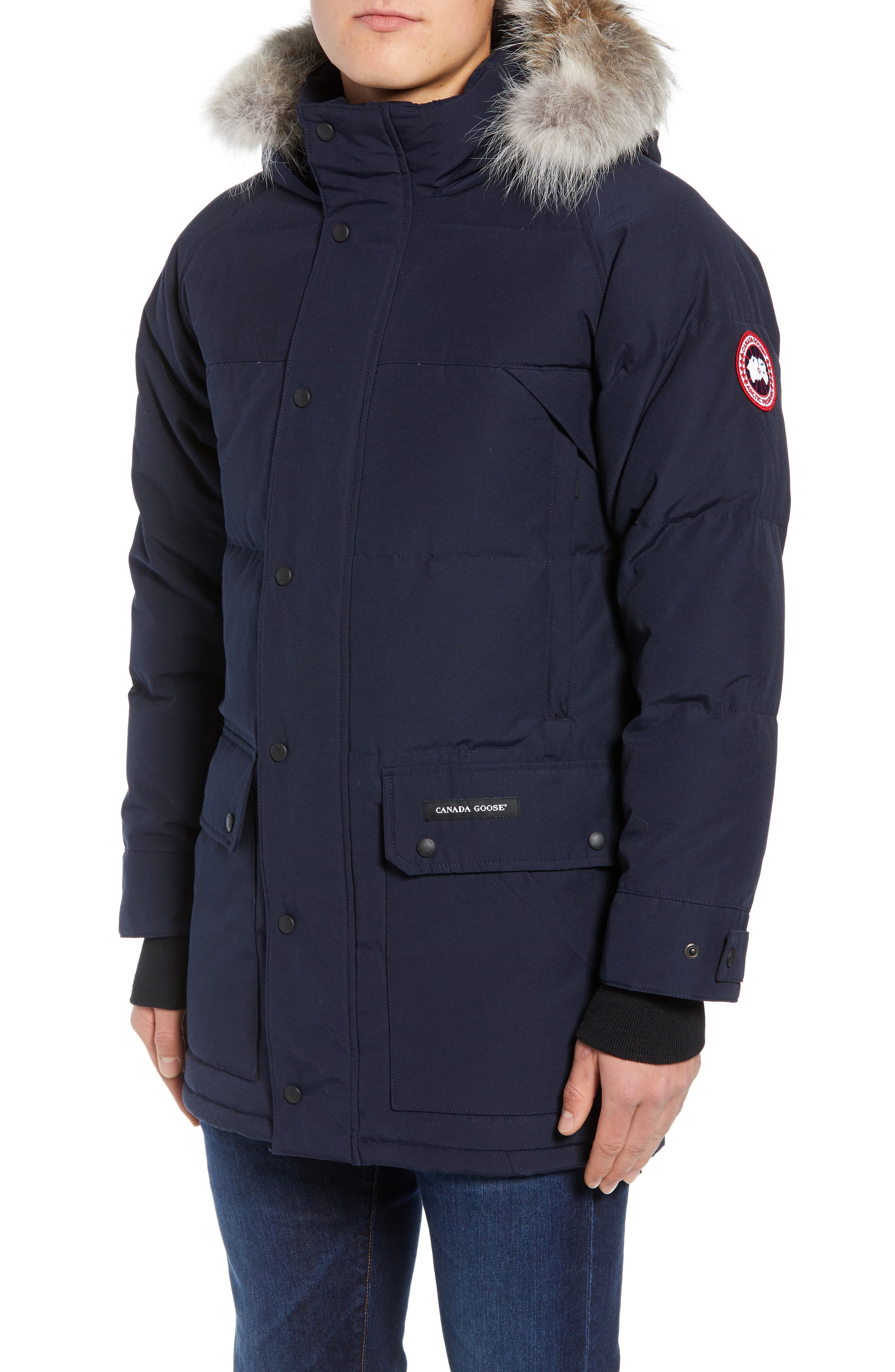 Canada Goose Emory Slim Fit Genuine Coyote Fur Trim Parka, Blue