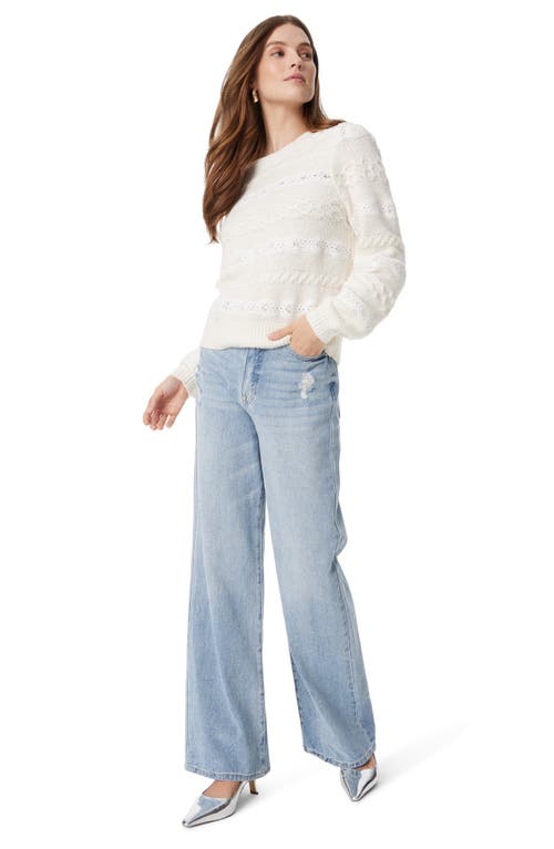 Shop Sam Edelman Jette Lace Inset Cable Sweater In Gardenia