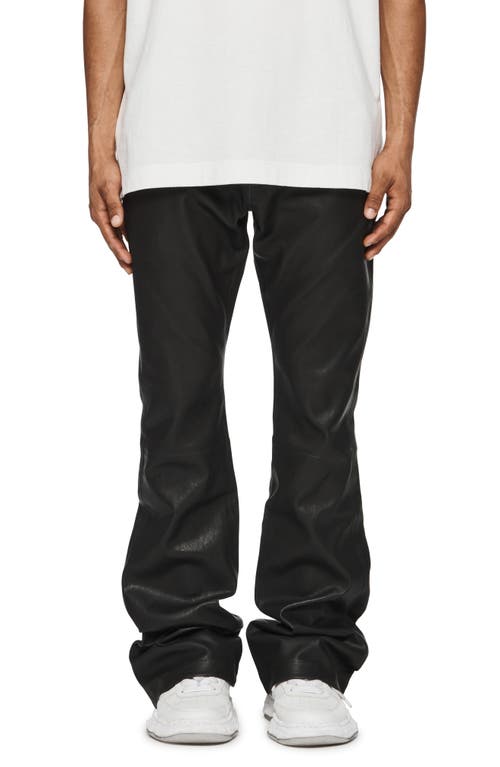 PURPLE BRAND Flare Leather Pants Black at Nordstrom,