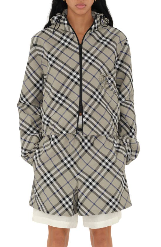Burberry Reversible Check Hooded Jacket In Lichen Ip Check