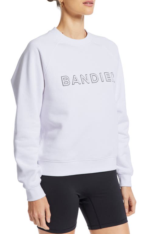 Shop Bandier Logo Crewneck Sweatshirt In White/black