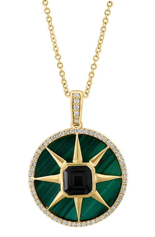 Shop Effy Diamond & Malachite Pendant Necklace In Yellow Gold/black/green