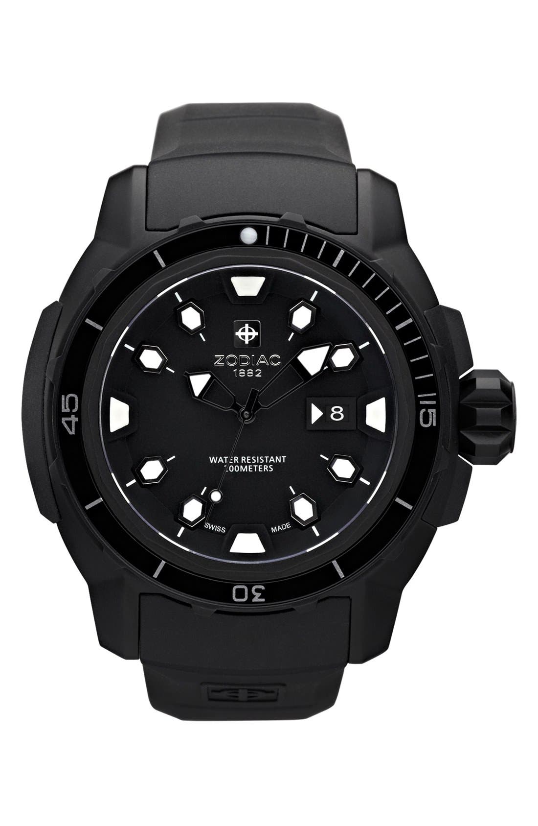 Zodiac 'Sea Dragon' Automatic Rubber Strap Watch, 52mm Nordstrom