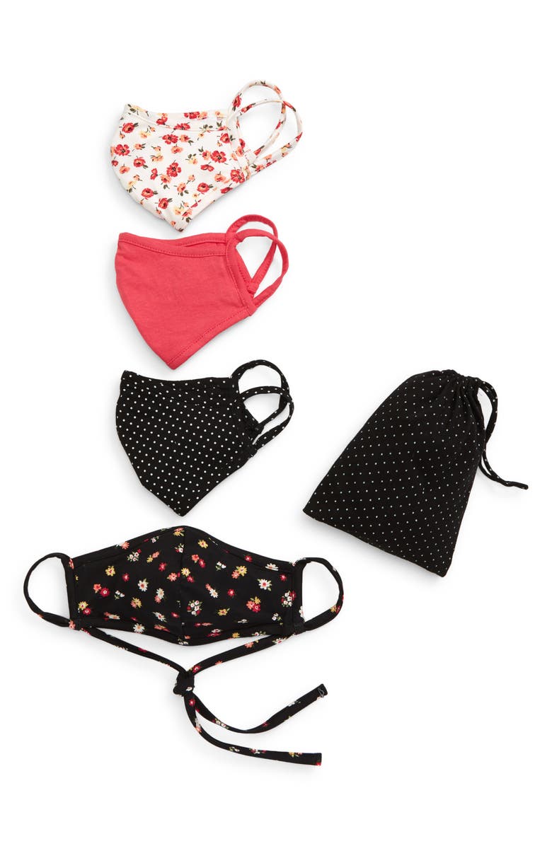 NORDSTROM Assorted 4-Pack Adult Face Masks, Main, color, BLACK COMBO