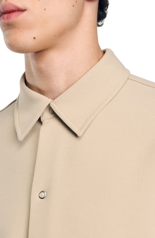 Shop Sandro Long-sleeved Jersey Shirt In Ficelle